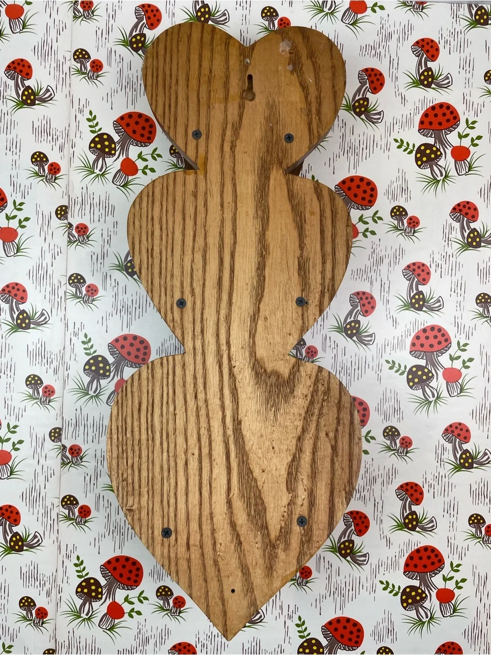 Vintage Wood 3-Tier Heart Shelf Hanging Wall Trinket Display